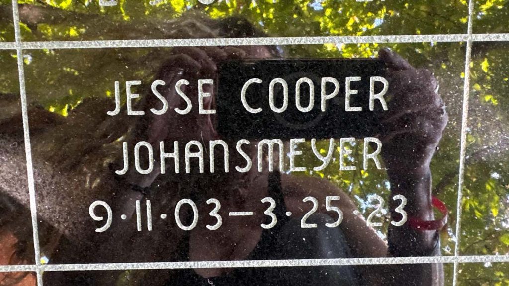 Jesse on the childern's memorial in Easthampton, MA